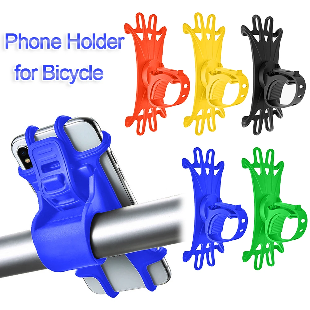 Bicycle Phone Holder Bicycle Motorcycle Electric Vehicle GPS Navigation Mobile Phone Holder Shockproof Elastic Silicone Holder