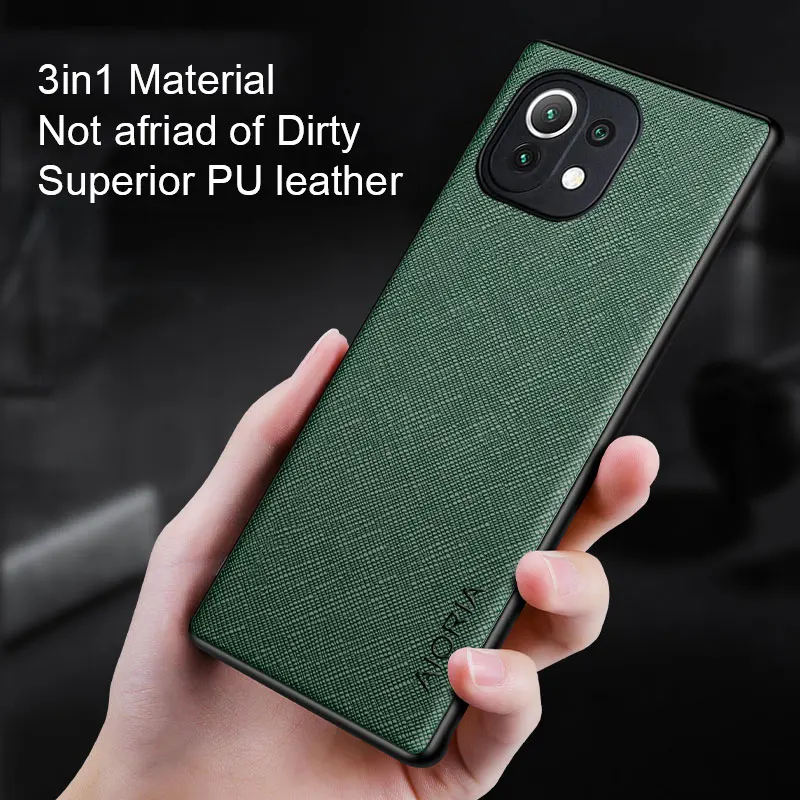 Luxury leather case for Xiaomi Mi 11 Lite Pro Ultra 5G ne funda with cross pattern