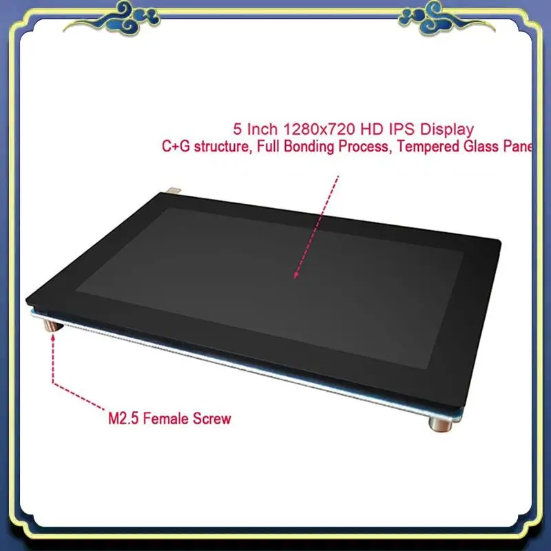 Touch screen capacitivo display HD compatibile da 5 pollici 1280X720 IPS per sostituzione Raspberry Pi 3B/3B+/4B Orange Pi