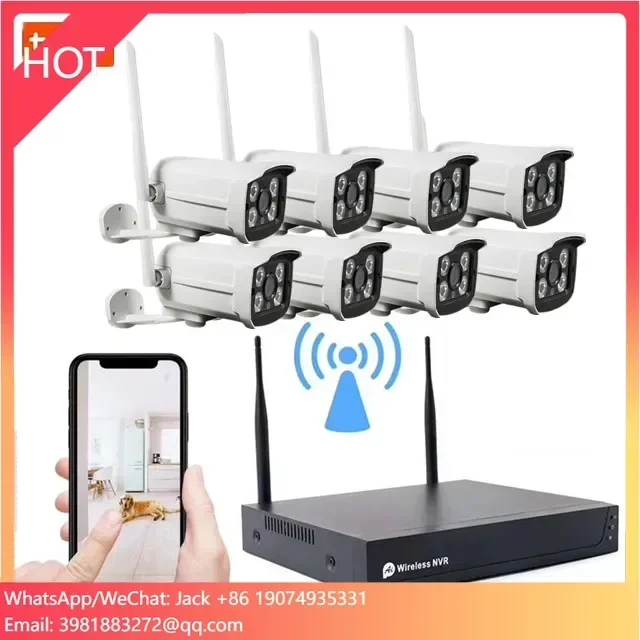 Sistema di sorveglianza CCTV di sicurezza esterna 1080P Kit NVR per videoregistratore di rete a 8 canali Set di telecamere Wifi a 8 canali