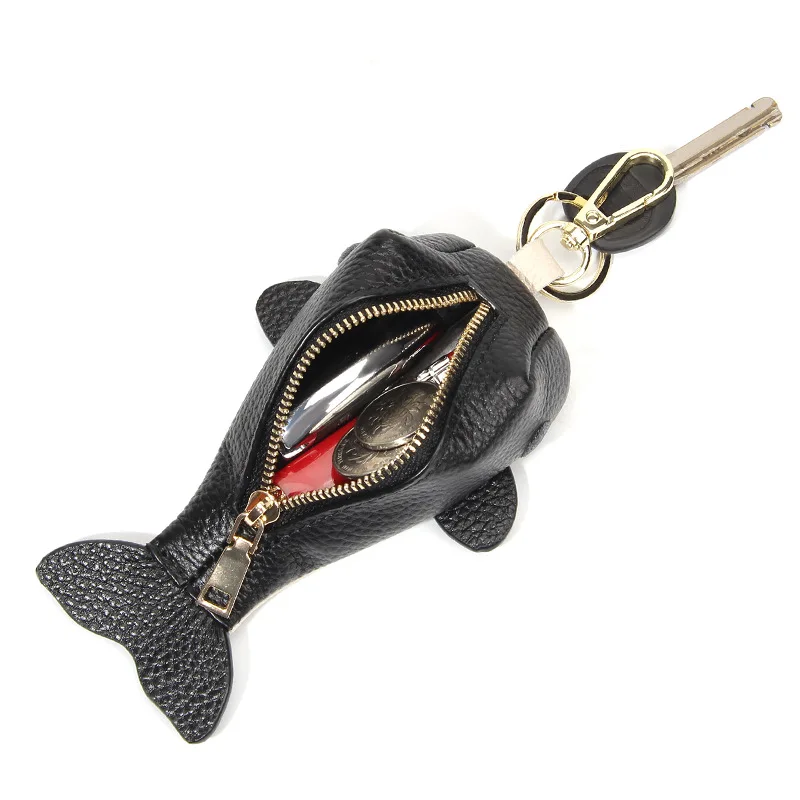 

Cute Whale Cow Leather Women's Coin Purse Creative Key Ring Coin Holder Wallet For Women Pocket
