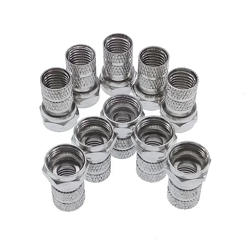 10PCS 75-5 F Type Coaxial Cable Connector Plugs Brass materials singnal Line connectors F connector