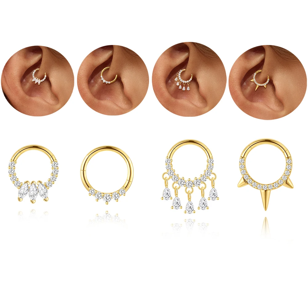 CANNER 1PC Ear Bone Earlobe S925 Sterling Silver Buckle For Women Tragus Cartilage Piercing Earring Jewelry Zircon Hoop Earring