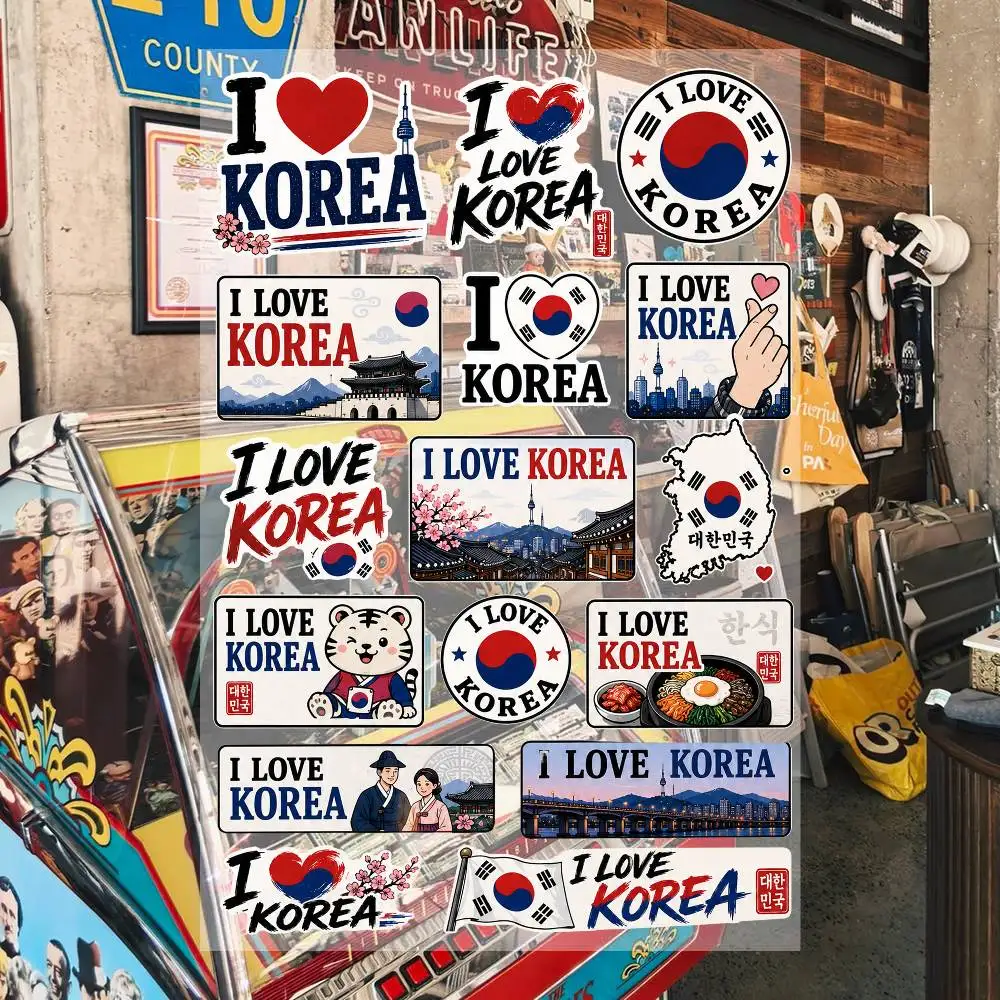 Ich Liebe Korea Ästhetische Graffiti-Aufkleber Wasserfeste PVC-Sticker für Auto Motorrad Skateboard Helm Notizbuch