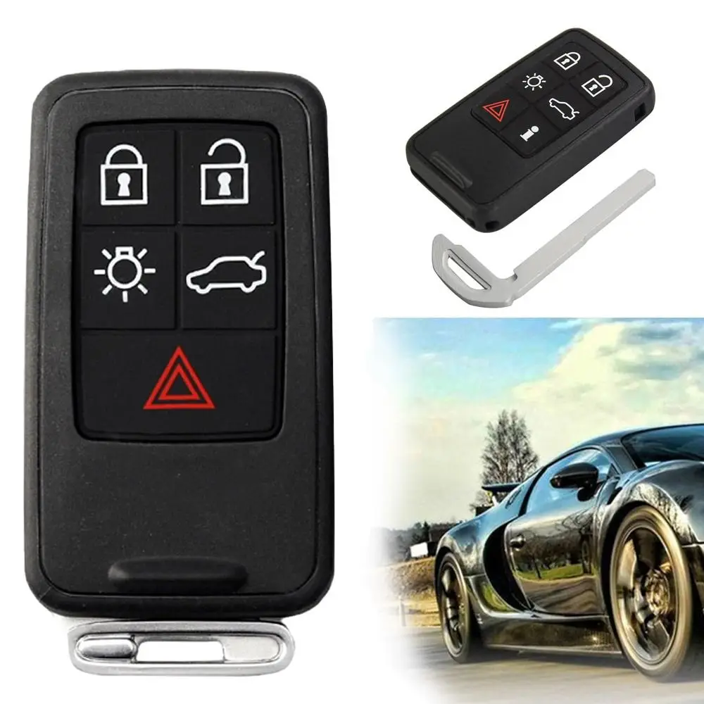 5/6 Button Car Key Shell Durable ABS Black Car Key Case Keyless Go Remote Key Case Cover for Volvo S60L XC60 S80L V60 V40 Car