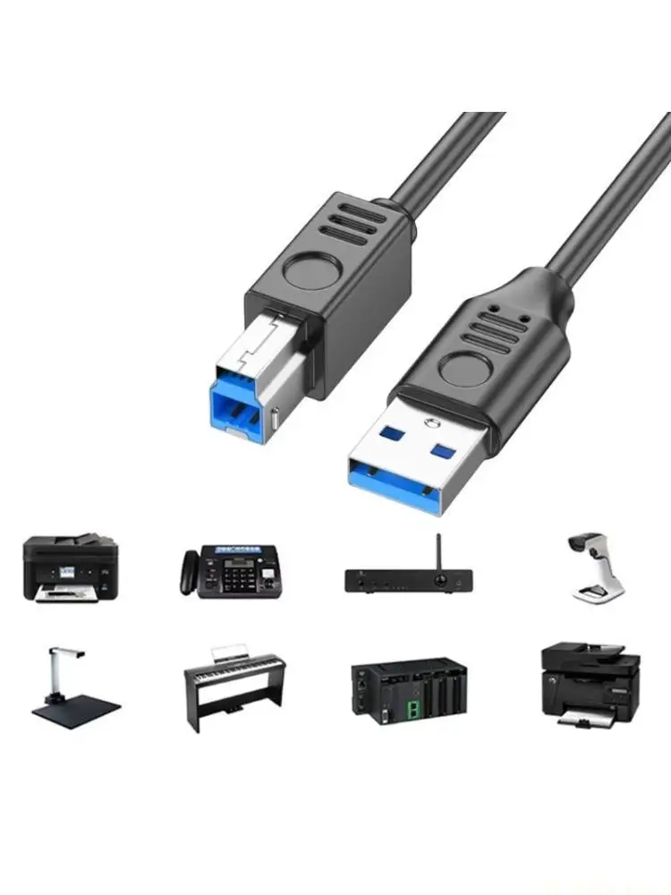 E56B Durability USB3.0 to USB B Printer Cable Piano Cord Connecting Devices to Printers, Scanners, 100cm/150cm/200cm