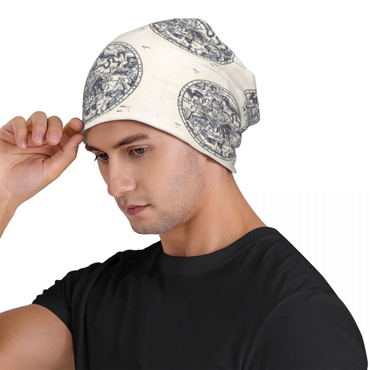 Zodiac Star Sign Constellation Map Ink On Paper Men Women Adult Beanies Caps Knitted Bonnet Hat Warm Autumn Winter Skullies Hats
