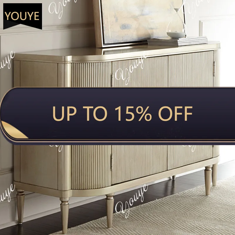 

N63 American simple modern solid wood sideboard, small apartment entrance, light luxury decoration, Nordic champagne golden cabi