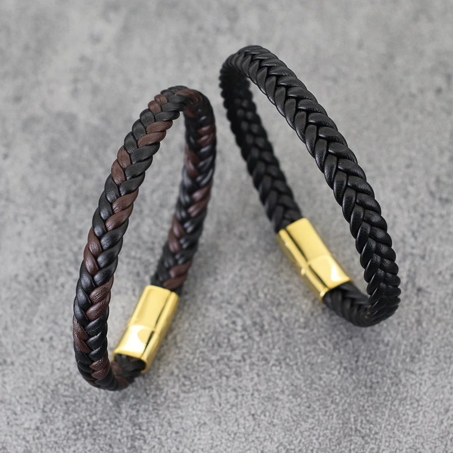 2025 Men Leather Bracelet Stainless Steel Detachable Buckle Hiphop Rock Wrap Braclet Bangle Gifts For Him Leisure Pulseira Joias