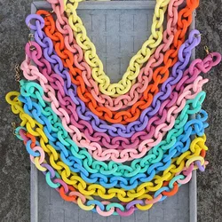 FishSheep Trendy Colorful Acrylic Big Chain Choker Necklace For Women Fashion Hip Hop Candy Color Long Collar y2k Jewelry Gifts