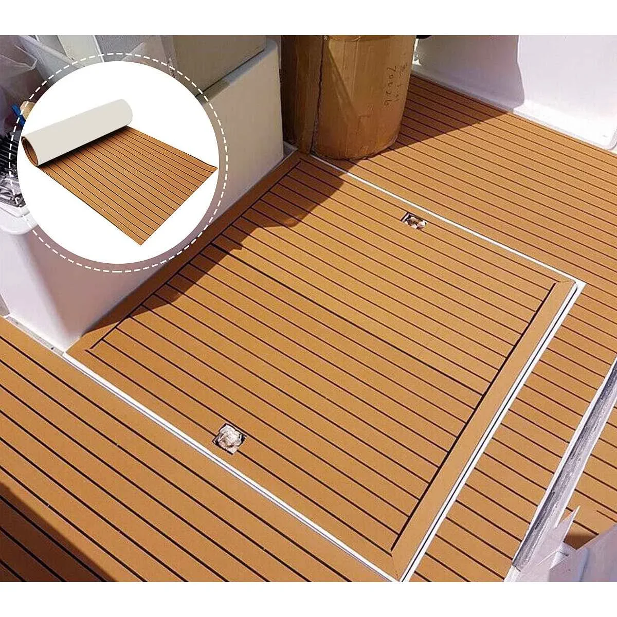 for Self-Adhesive 600x2400x5mm Foam Teak Decking EVA Foam Marine Flooring Boat Decking Sheet Accessories Marine Brown Black