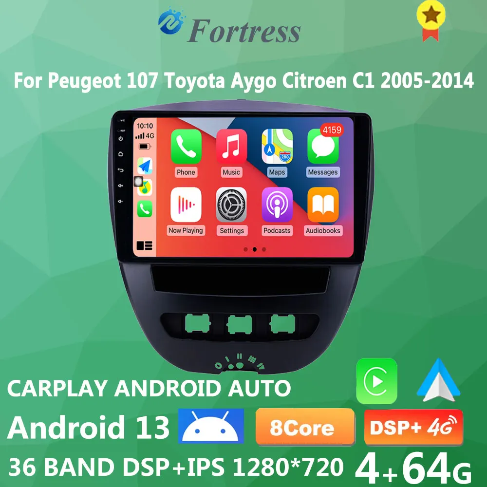 

Для Peugeot 107 Toyota Aygo Citroen C1 2005 - 2014 автомобильное радио CarPlay Android мультимедийный плеер автонавигация GPS Android авто