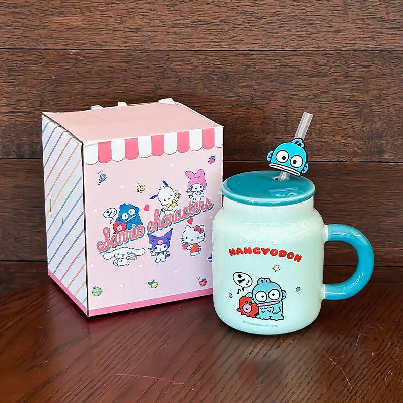 Керамическая чашка с милым мультяшным рисунком «Hello Kitty My Melody», кружка с крышкой, чашка с соломинкой, красивая бытовая кофейная чашка, рождественский подарок
