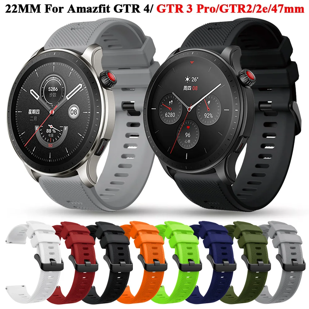 22mm Silicone Bracelet Bands For Amazfit GTR 4/3 Pro GTR2 Watch Straps Amazfit Cheetah Pro/GTR3/GTR2e Pace Stratos 3 2S GTR 47mm