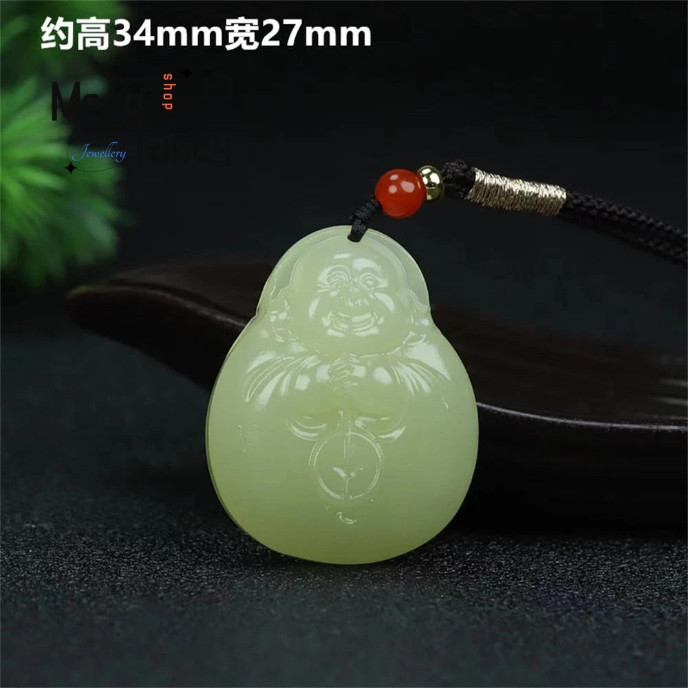 Natural Hetian Green Jade Money Buddha Pendant Exquisite High-grade Luxury Quality Jewelry Fashion Best Selling Holiday Gift