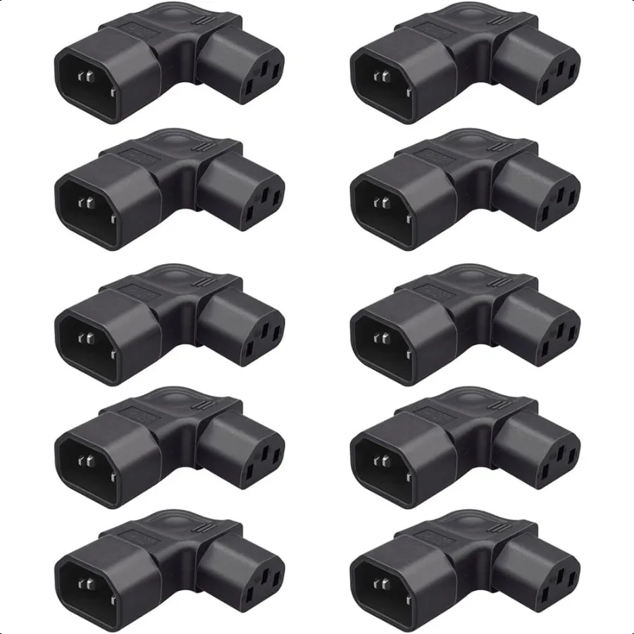 

10Packs IEC320 C14 to C13 Right Angle Power AdapterC14 to C13 90 Degree Right Turn Power Extension Adapter PDU Plug Socket 90 D