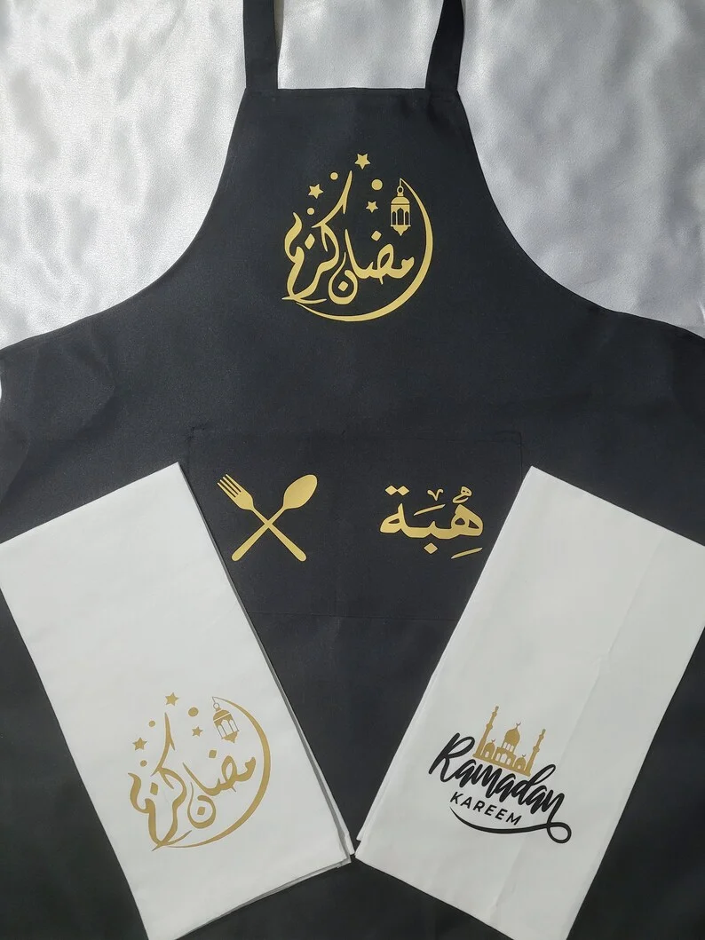 Ramadan Kareem Apron Towels Ramzan Eid Islamic Decoration Muslim Home Kitchen Decor Mubarak Umrah Omra Ramadan Decoration 2025