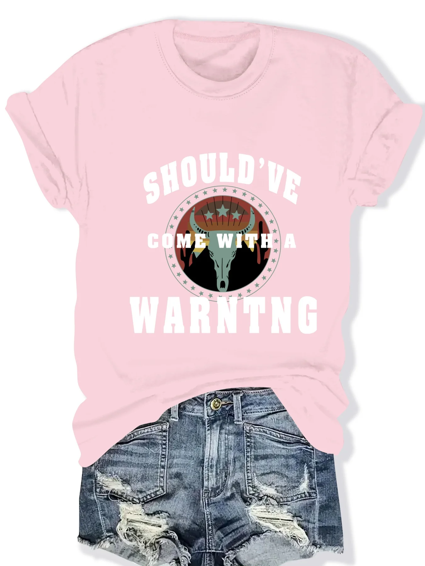 

Fashionable Letter Pattern Print round Neck Short Sleeve Top for Women Stylish Casual Graphic T-Shirt