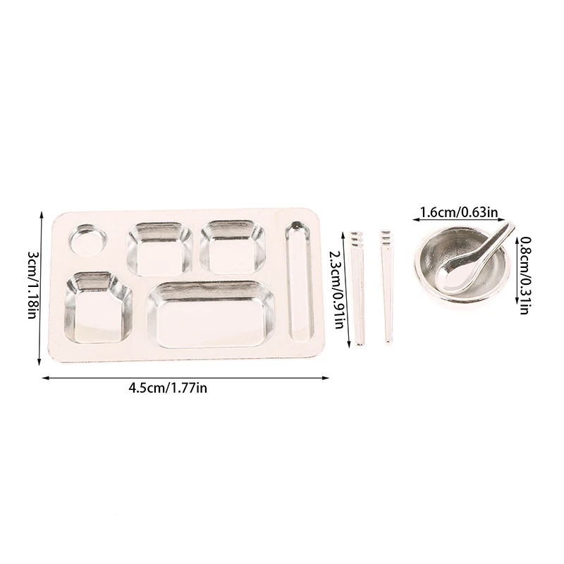 1Set 1: 12 Perlengkapan Furnitur Miniatur Rumah Boneka, Peralatan Makan, Set Model Cangkir Teh Logam dan Piring untuk Dekorasi Rumah Boneka, Mainan Peran