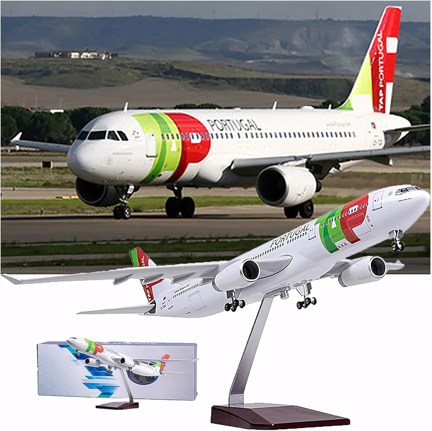

1:135 A330 TAP Portugal Airliner with Wheels and Lights Aviation Assembled Aircraft Model Passenger Airplane Simulation Civil