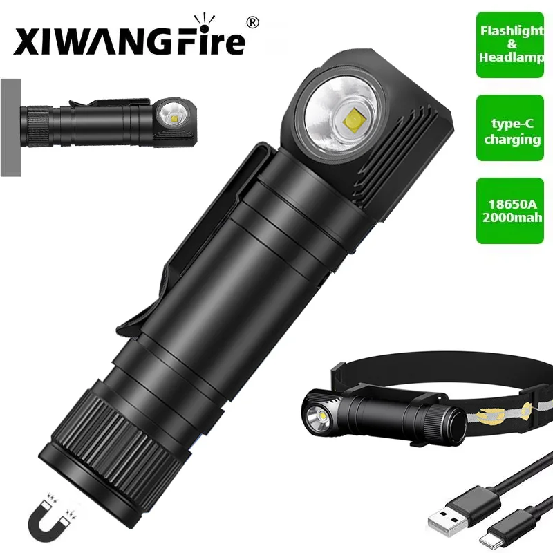 Powerful LED Flashlight Rechargeable 18650 IPX6 Waterproof Flashlight Work HeadLamp High Lumen Head Torch With Magnet Tail