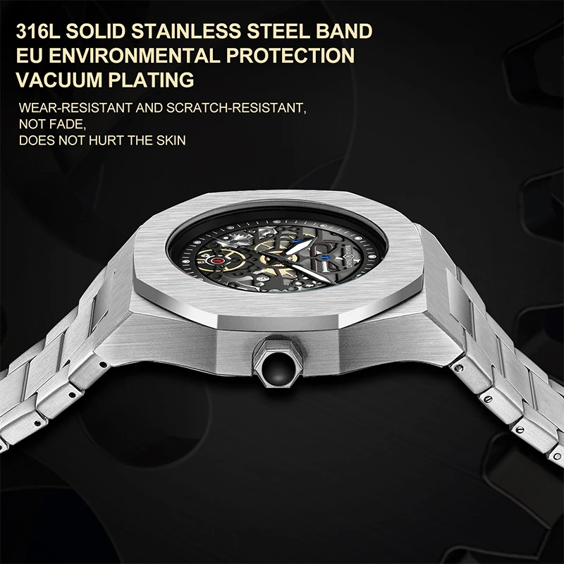 3D Printing Stainless Steel Rhinestones Business Style All-match Fashion Deluxe Edition Mens Work Waterproof Original Watches