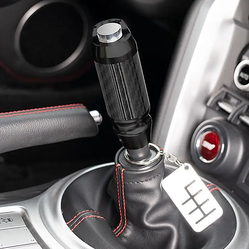 Carbon Fiber Gear Lever Shifter Ergonomic Push Button Shift Boots & Knobs Sporty And Sturdy Engraved Logo Gear Lever Shifter