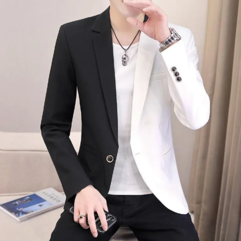 

Men's slim fit color black and white suit 11670