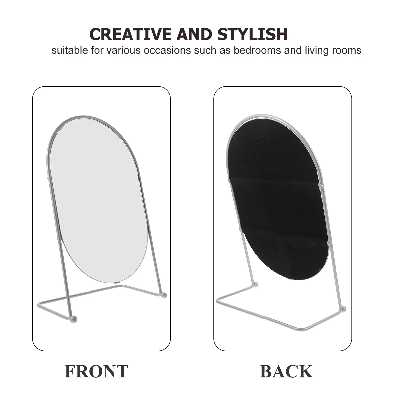 

13 Inch Oval Hd Makeup Mirror Stand Silver Table Top Vanity Desk for Bedroom Living Room Modern Women Metal Framed Dressing