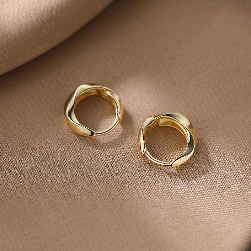 

Real 925 Sterling Silver Trendy Personality Hoop Earrings for Charm Women Minimalist Fine Jewelry Geometric Accessories