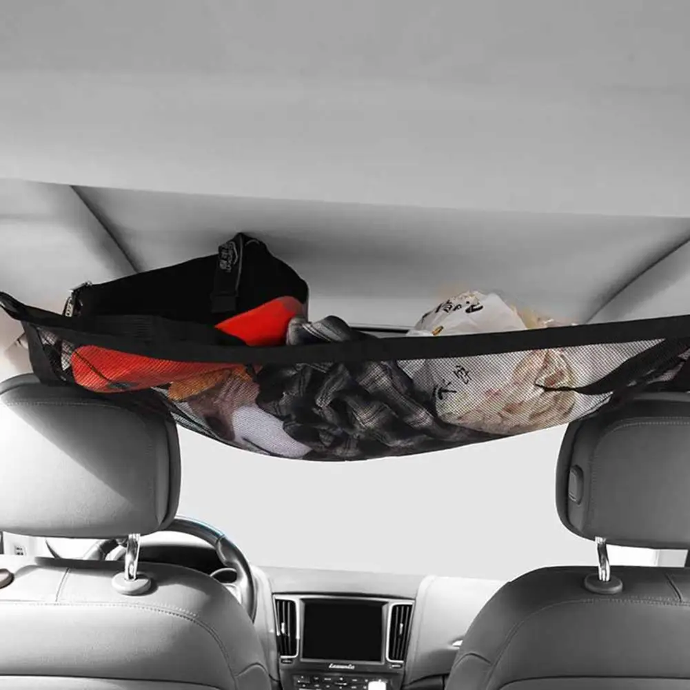 Car Hanging Storage Bag Suspended Double-layer Foldable Car Ceiling Storage Net Pocket Luggage Net Pocket Car Organizer Mesh Bag