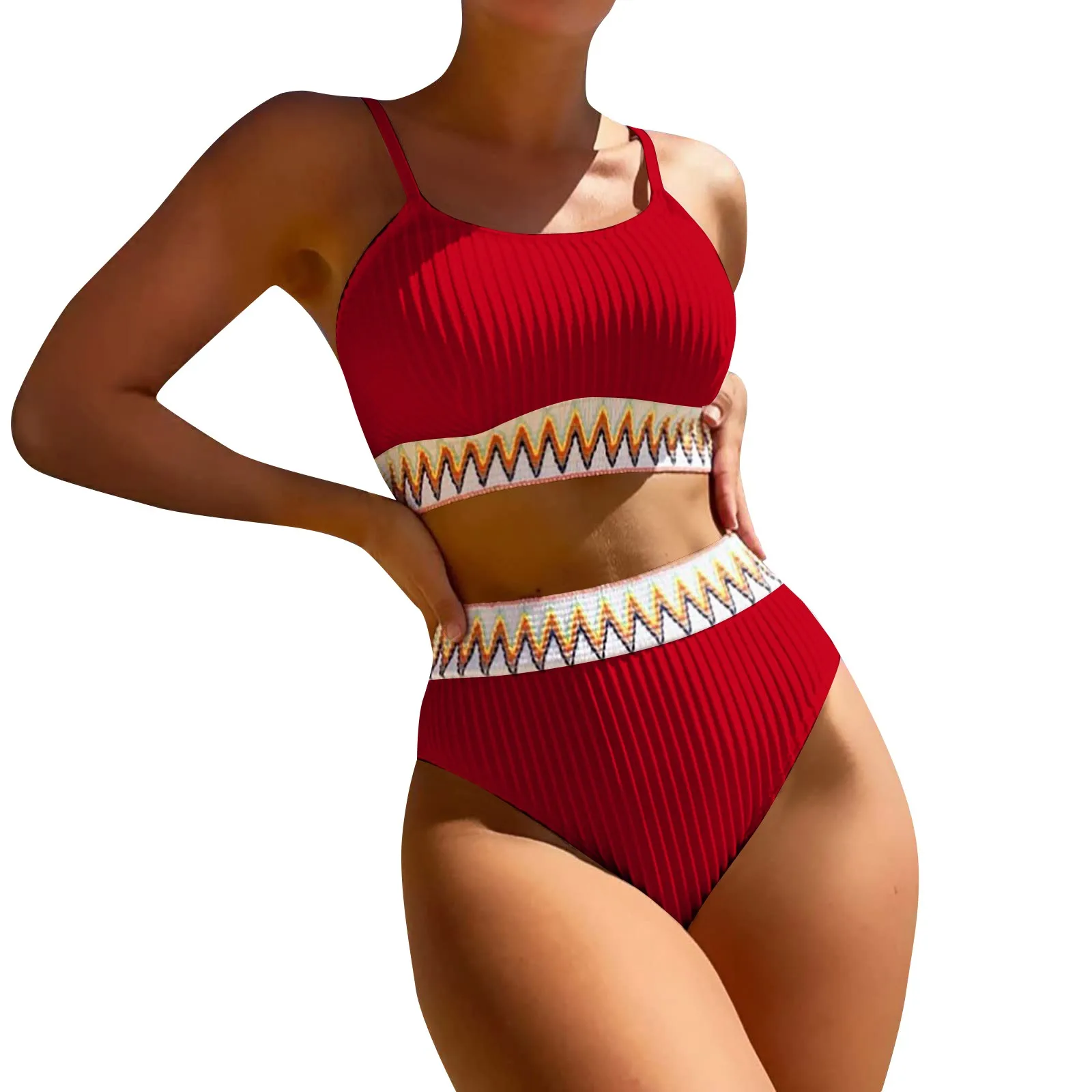 Women'S High Waist Bikini Set V Neck Two Piece Swimsuit Color Block Front Twist Swimsuit Trajes De BañO Mujer купальник женский