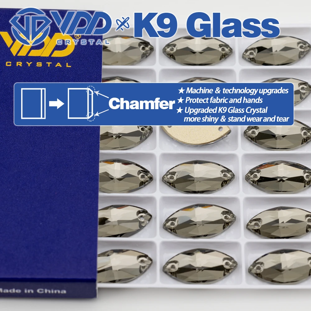 VDD S103 الماس الأسود نافيت أعلى جودة K9 الزجاج خياطة على أحجار الراين كريستال فلاتباك الخياطة ستراس الأحجار الملابس اللباس