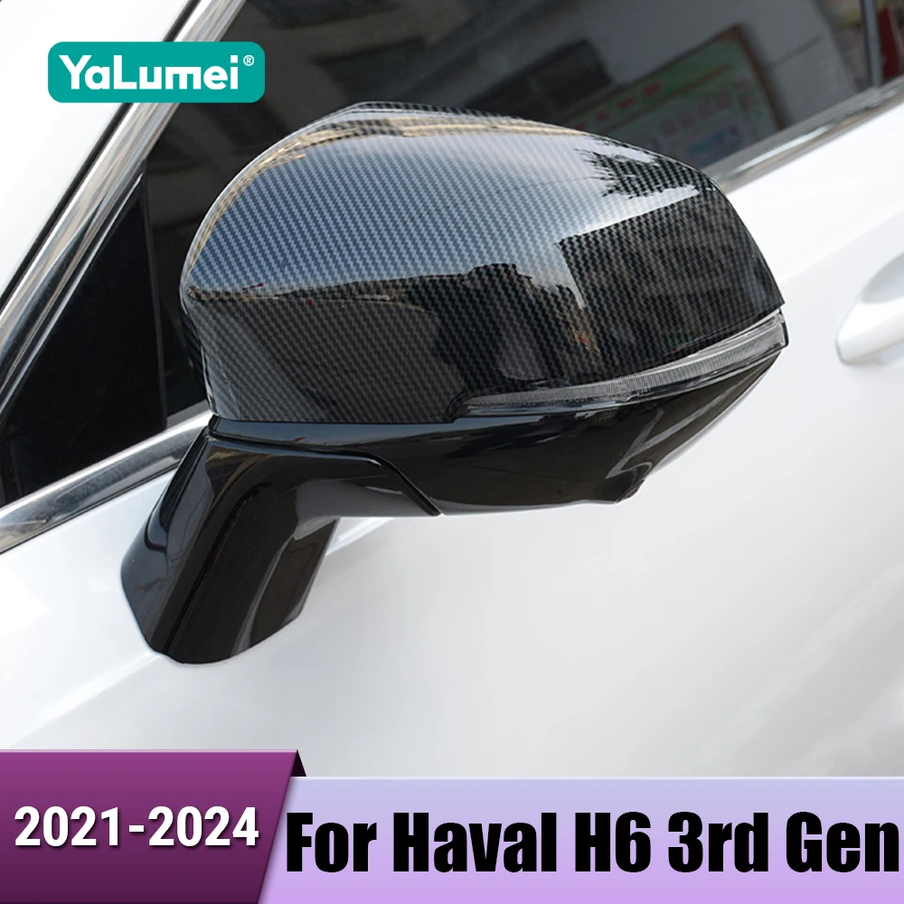 

ABS Car Door Side Wing Rearview Mirror Cover Caps Trim Protector Sticker For Haval H6 3rd Gen 2021-2024 GT DHT PHEV Accessories
