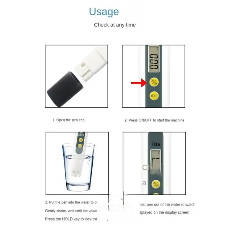 Handheld TDS Water Test Pen Digital Water Tester Water Quality Analysis Meter Water Purity Check Measurement PH Meters