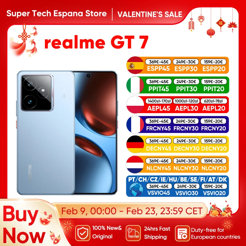 Nouveau realme gt7 5G Smartphone 1.5K + 120Hz écran HD 6000nit écran Pro-Esports 120W Super Charge 7000mAh batterie 50MP caméra