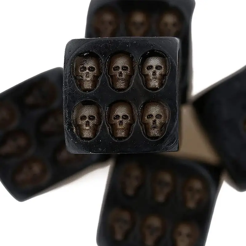 Black Skull Dice 1/5Pcs Skull Dice Cube Dice Halloween Dice Skeleton Dice Scary Novelty Decorative Ornament Innovative Gothic