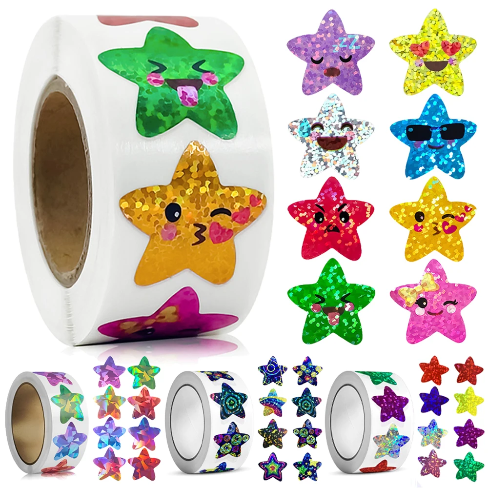 100-500 Uds pegatinas de estrellas brillantes para niños, pegatina de recompensa para profesores de escuela, decoración de fiesta, etiqueta para pequeñas empresas, pegatinas para álbum de recortes