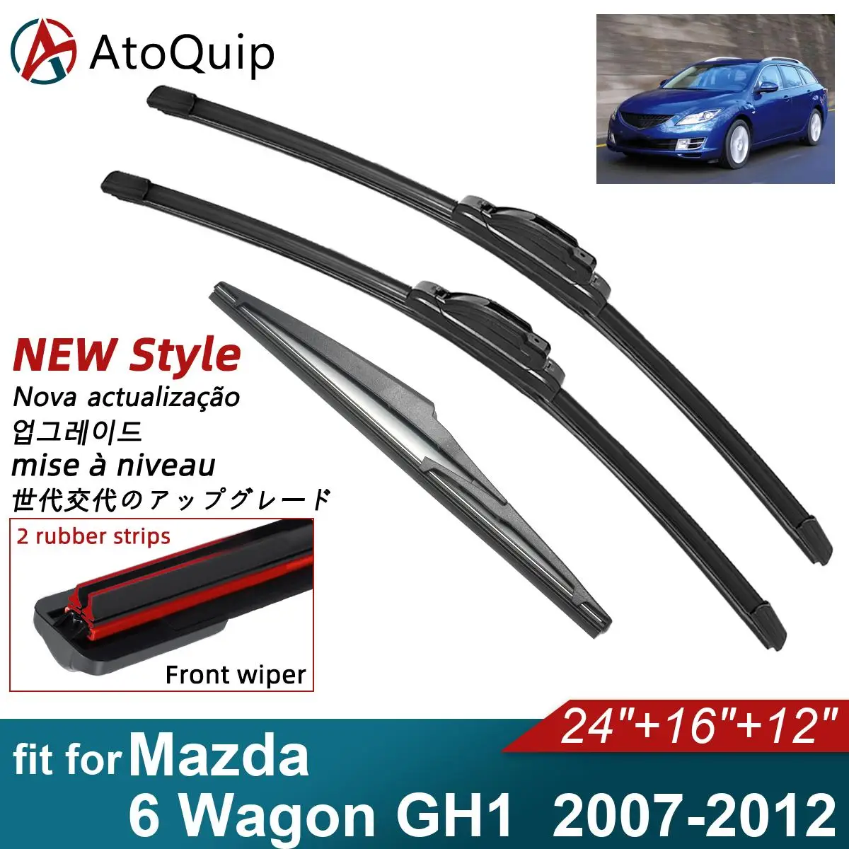 

Двойные резиновые автомобильные дворники для 2007-2012 Mazda 6 Wagon GH1, передние аксессуары для автомобиля 2009 2010 2011 2012