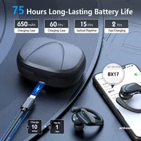 Écouteurs sans fil Sport Bluetooth 5.3, avec micro antibruit, HiFi stéréo 75H, sur l'oreille, affichage LED USB-C IPX6 6