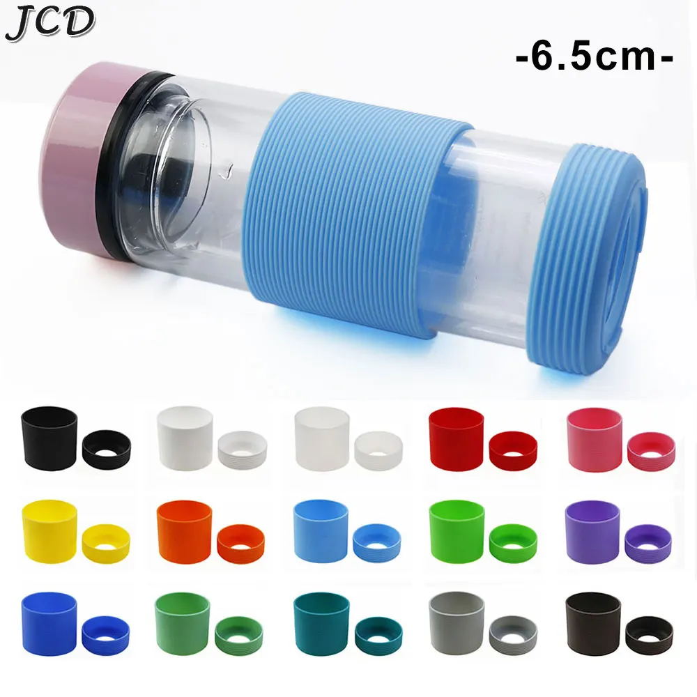 JCD 1Set 6.5CM Threaded Silicone Cup Cover Stripe Non-slip Coaster Sleeve Cup Anti Scalding Cup Bottom Cover
