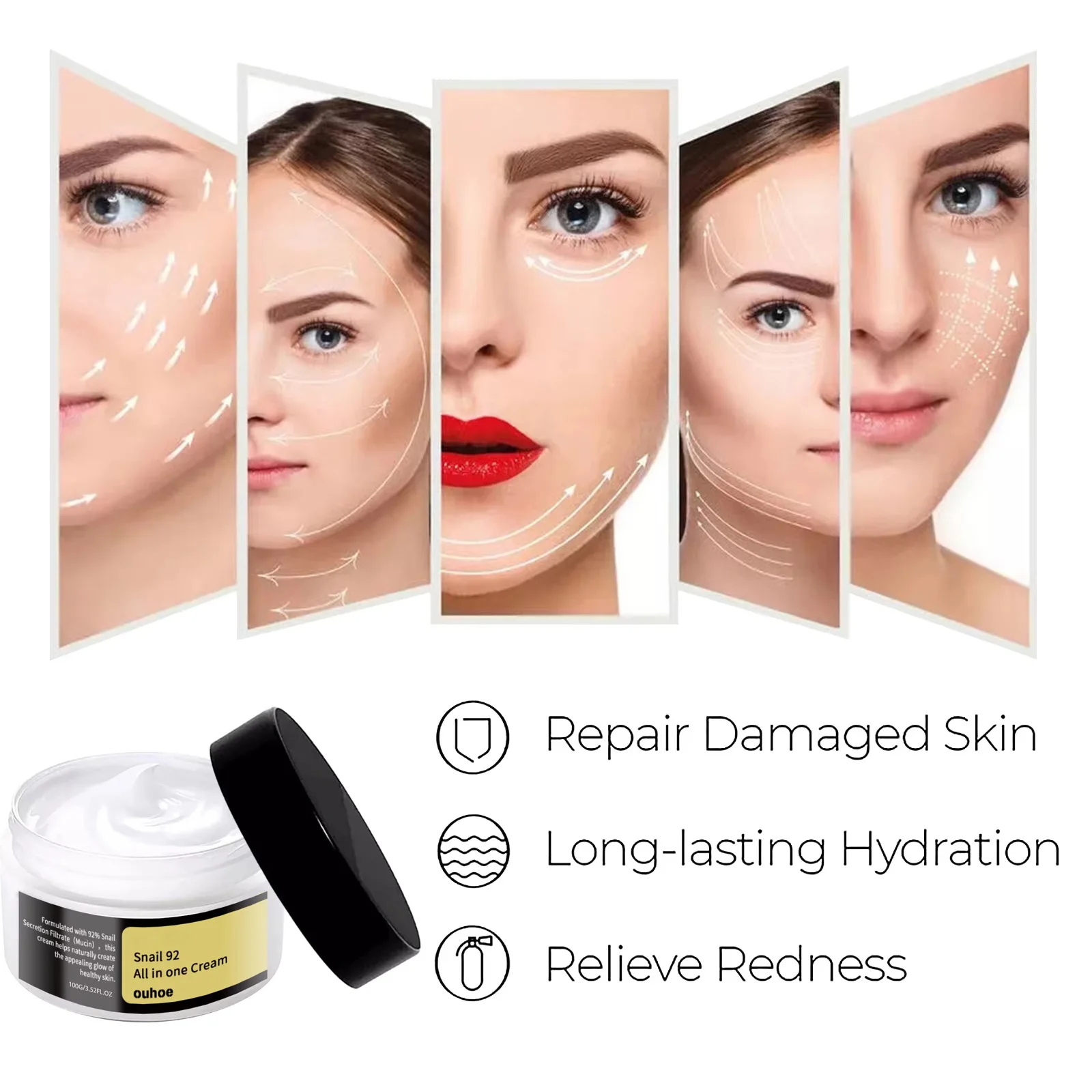 Snail Anti Aging Serum Cream Collagen Advanced Moisturizing Firming Tightening Fade Fine Lines Shrink Pores Smooth Skin Care image 5