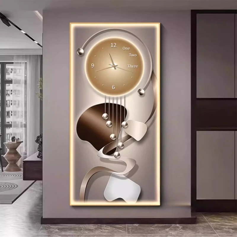 

Modern Luxury Entrance Decoration Wall Clock Wall Decoration Of Digital Wall Clock In Living Room Corridor LED Light Painting