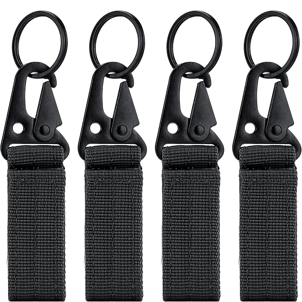 4 pçs náilon tático mosquetão chaveiro webbing fivelas molle cinto mochila clipes gancho pendurado acampamento ao ar livre caminhadas ferramentas edc
