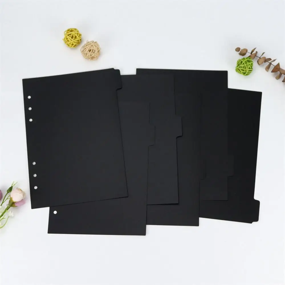 A5 A6 A7 Black Index Divider Cute 6 Holes For Binder Planner Notebook Stationery Notebook Paper Divider Accessories