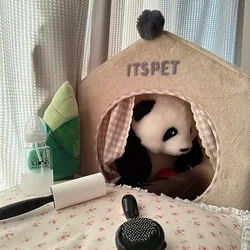 귀여운 팬더 Huahua Fubao Qizai Menglan 시뮬레이션 인형, 실물 같은 귀여운 봉제 인형, 어린이 생일 선물, 침실 장식, 발렌타인 선물