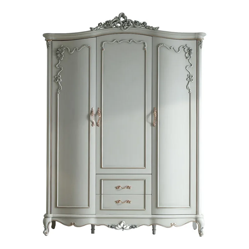 Birch 1.6 meters three-door wardrobe solid wood bedroom locker