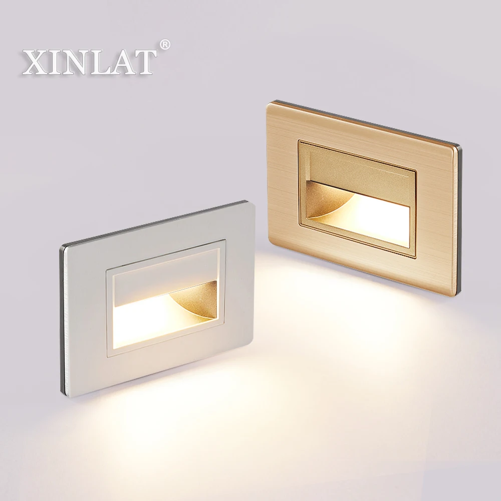 Modern LED Stairs Light Recessed Corner Wall Lamp Aluminum Footlight Fixtures Nightlights for Step Balcony Kitchen Décor