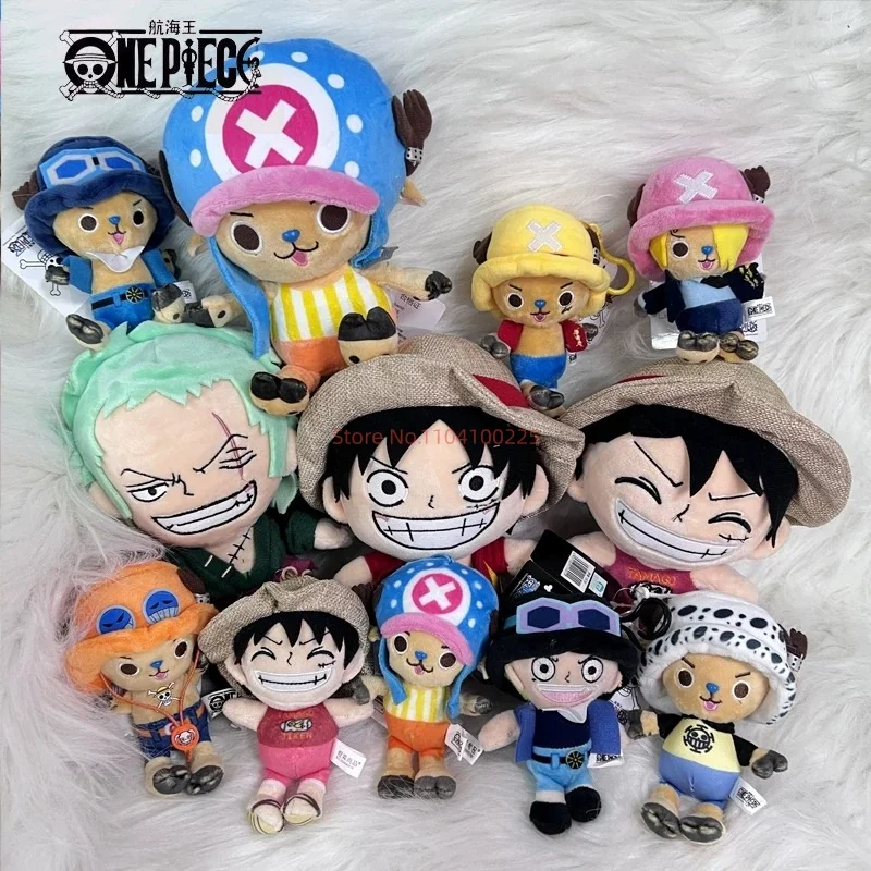 10cm One Piece Plush Keychain Toy Tony Chopper Luffy Pendant Soft Stuffed Cute Plush Dolls Keychain Handbag Ornaments Dolls Toys