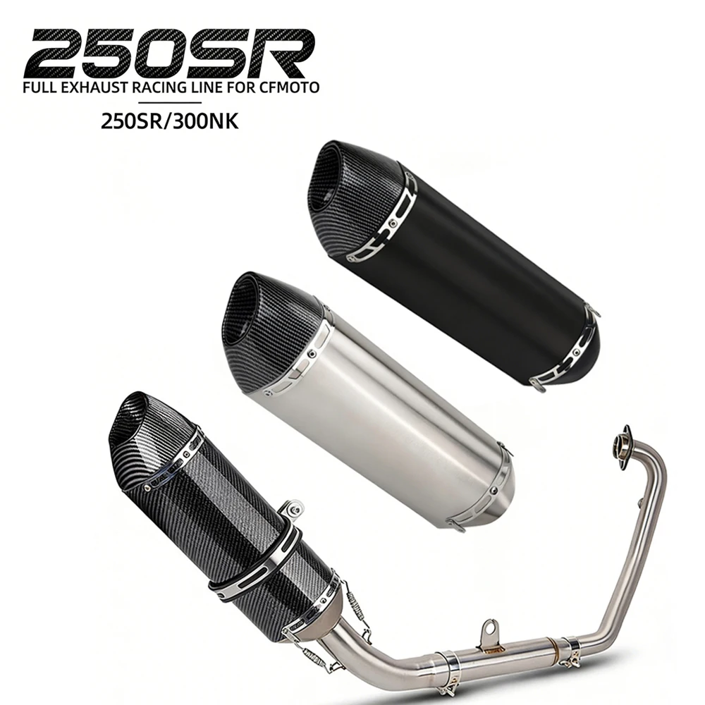 Slip on for CFMoto NK250 250SR NK300 300SR New Motorcycle Exhaust Full System Escape Front Link Pipe Connect R77 Muffler